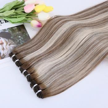 Custom Blonde with Brown Roots Machine Made Weft