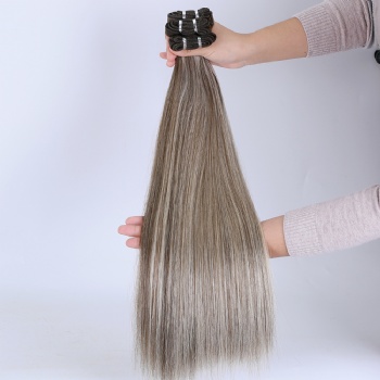 Custom Blonde with Brown Roots Machine Made Weft