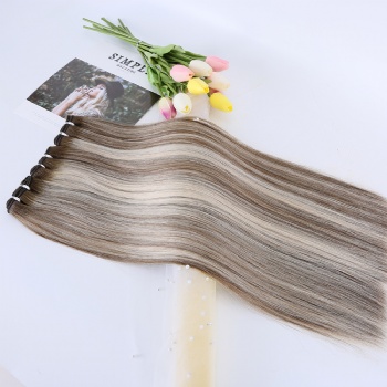 Custom Blonde with Brown Roots Machine Made Weft