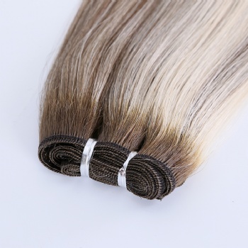 Custom Blonde with Brown Roots Machine Made Weft