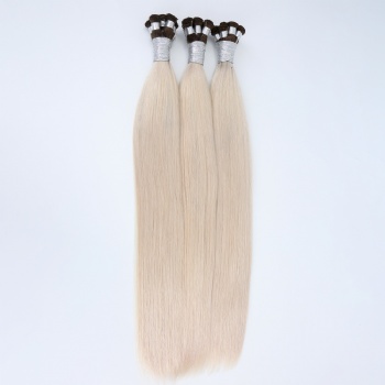 Custom Straight White with Brown Rooted Hand Tied Weft