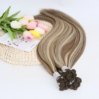 Cuticle Aligned Highlight Brown Blonde Hand Tied Weft