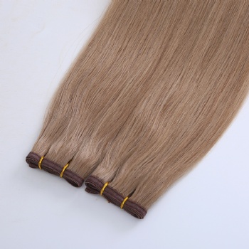 Color 18 Light Ash Brown Brazilian Hair Flat Weft Hair Extension