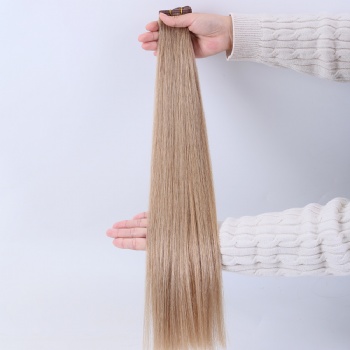 Color 18 Light Ash Brown Brazilian Hair Flat Weft Hair Extension