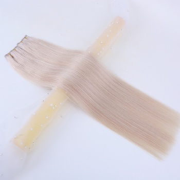 Color 60 Platinum Blonde Full Ends Flat Weft Hair Extension