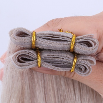 Color 60 Platinum Blonde Full Ends Flat Weft Hair Extension