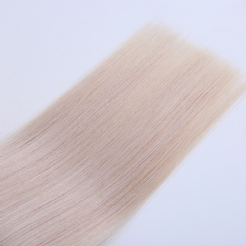 Color 60 Platinum Blonde Full Ends Flat Weft Hair Extension