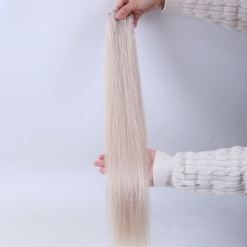 Color 60 Platinum Blonde Full Ends Flat Weft Hair Extension