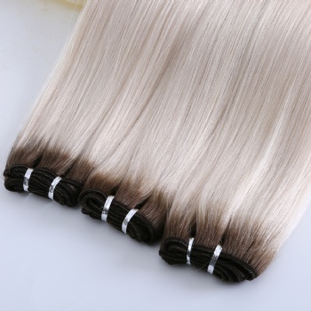 Double Drawn White with Brown Rooted Machine Made Weft