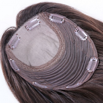 7X8＂ Stock Full End Chinese Remy Hair Silk Wefted Toppers