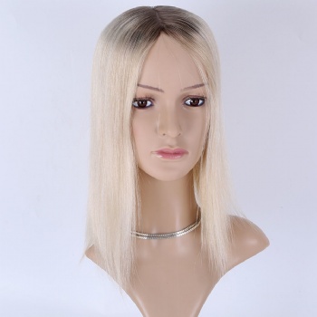 7X8＂ Top Quality Full Ends Platinum Blonde Silk Wefted Toppers