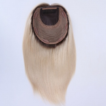 7X8＂ Top Quality Full Ends Platinum Blonde Silk Wefted Toppers