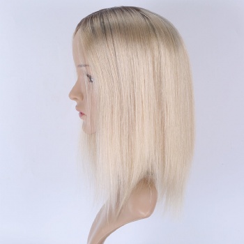 7X8＂ Top Quality Full Ends Platinum Blonde Silk Wefted Toppers