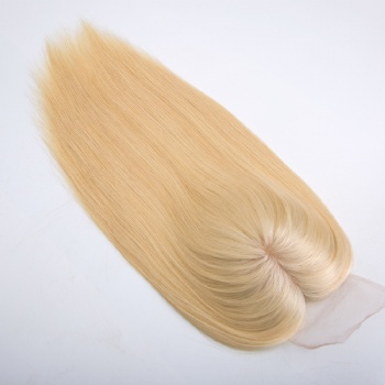 7X8＂Brazilian Hair Bleach Blonde Lace Front Toppers