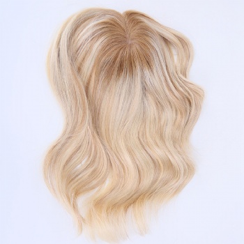 7X8＂Breathable Blonde Highlight Brown Silk Wefted Toppers