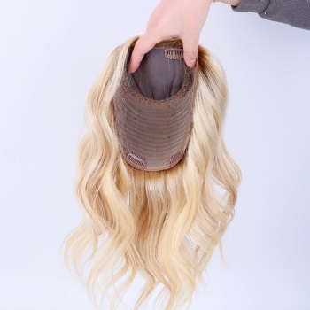 7X8＂Breathable Blonde Highlight Brown Silk Wefted Toppers