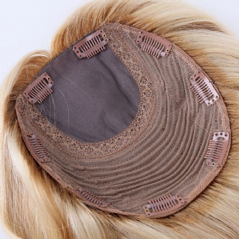 7X8＂Breathable Blonde Highlight Brown Silk Wefted Toppers