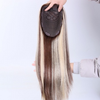 7X8“ Full Ends Brown Highlight Blonde Machine Made Silk Wefted Toppers