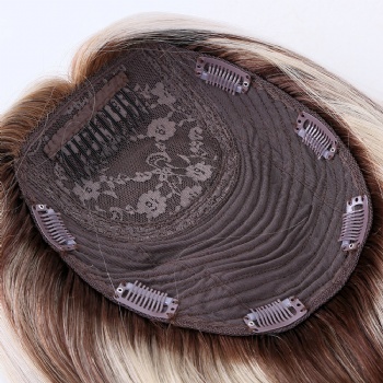 7X8“ Full Ends Brown Highlight Blonde Machine Made Silk Wefted Toppers