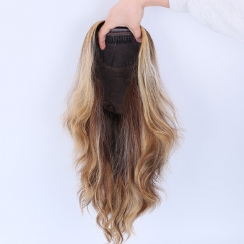 7X8＂Balayage Ombre Brown Blonde Silk Wefted Toppers