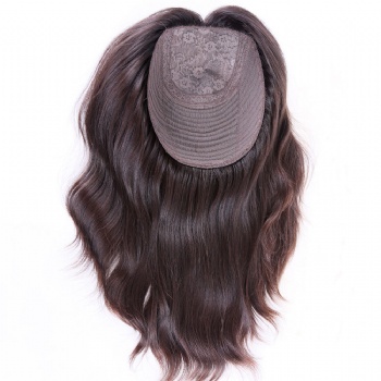 7X8“ Indian Virgin Hair Natural Black Machine Made Silk Wefted Toppers