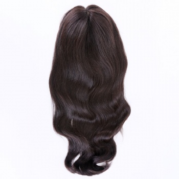 9X9＂Indian Remy Hair Natural Black Silk Wefted Toppers