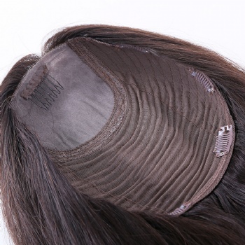 9X9＂Indian Remy Hair Natural Black Silk Wefted Toppers