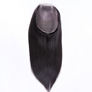 9X9＂Natural Black Brazilian Hair Silk Wefted Toppers