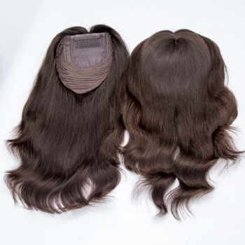 Natural Black Indian Virgin Hair Silk Base Toppers