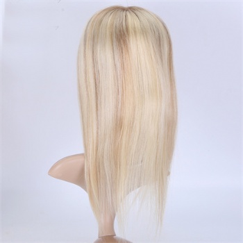 Bleach Blonde Highlight Brown Straight 5X6.5＂Mono Toppers