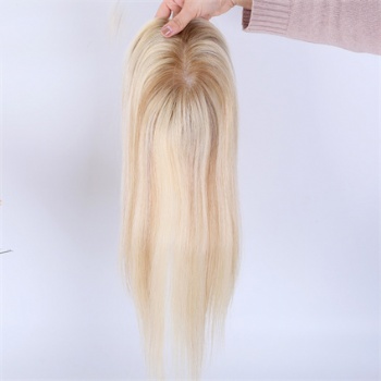 Bleach Blonde Highlight Brown Straight 5X6.5＂Mono Toppers