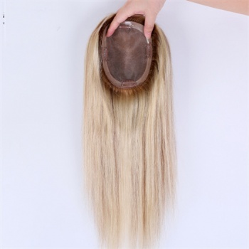 Brazilian Bleach Blonde Highlight Brown Straight 5X6.5＂Mono Toppers