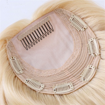 6X6＂Brazilian Hair Bleach Blonde Silk Wefted Toppers