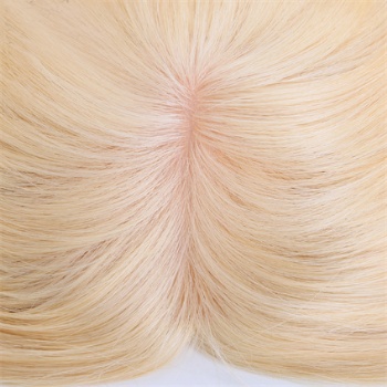 6X6＂Brazilian Hair Bleach Blonde Silk Wefted Toppers