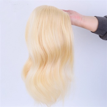 6X6＂Brazilian Hair Bleach Blonde Silk Wefted Toppers