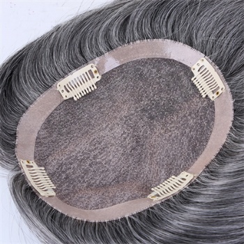 Highest Quality Virgin Hair Off Black Mix White 5X6.5＂Mono Toppers