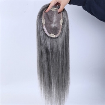 Highest Quality Virgin Hair Off Black Mix White 5X6.5＂Mono Toppers