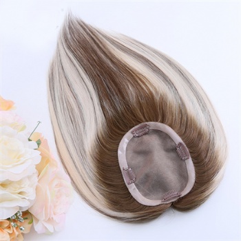 Top Quality Platinum Blonde Highlight Brown 5X6.5＂Mono Toppers