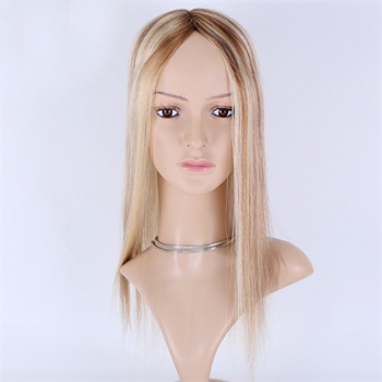 Wholesale Brazilian Hair Brown Rooted Blonde 5x6.5＂Mono Toppers