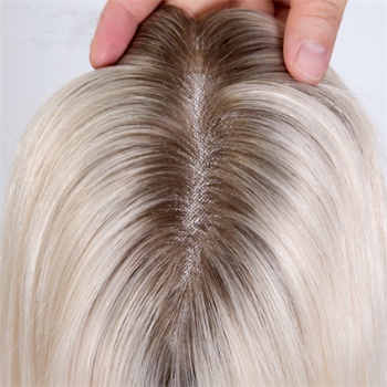 Slavic Hair White with Dark Root 5X6.5＂Mono Toppers