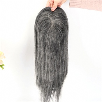 Stock Brazilian Hair Off Black Mix White 5X6.5＂Mono Toppers