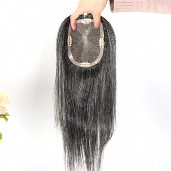 Stock Brazilian Hair Off Black Mix White 5X6.5＂Mono Toppers