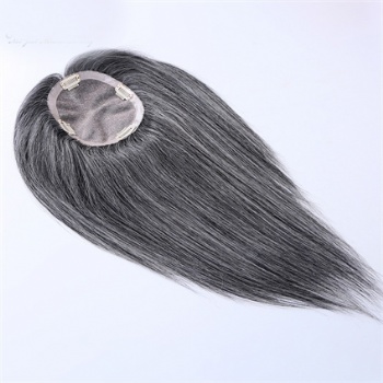 Stock Piece Brazilian Hair Off Black Mix White 5X6.5＂Mono Toppers