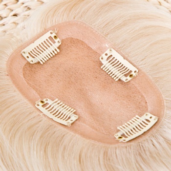 3X5＂Virgin Slavic Hair Bleach Blonde Silk Base Toppers