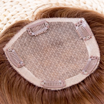 5X5＂Virgin Hair Brown Highligt Blonde Silk Base Toppers