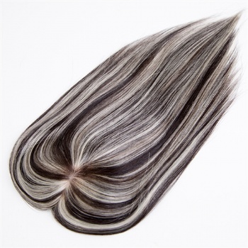 3X4＂Brazilian Hair Off Black Highlight White Silk Base Toppers