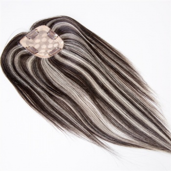 3X4＂Brazilian Hair Off Black Highlight White Silk Base Toppers