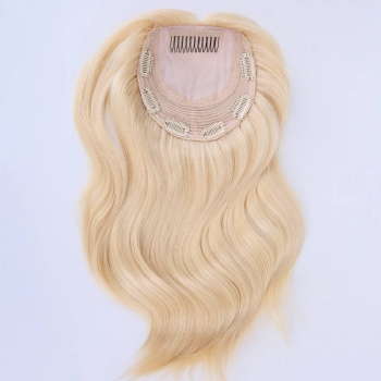 6X6＂Brazilian Hair Bleach Blonde Silk Wefted Toppers