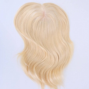 6X6＂Brazilian Hair Bleach Blonde Silk Wefted Toppers