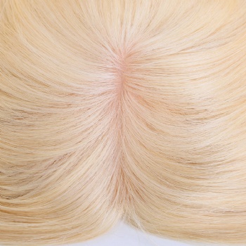 6X6＂Brazilian Hair Bleach Blonde Silk Wefted Toppers